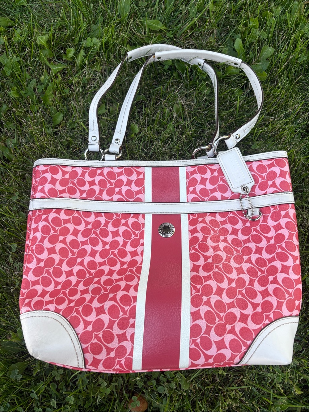 Vintage Coach Bag Pink/white Monogram